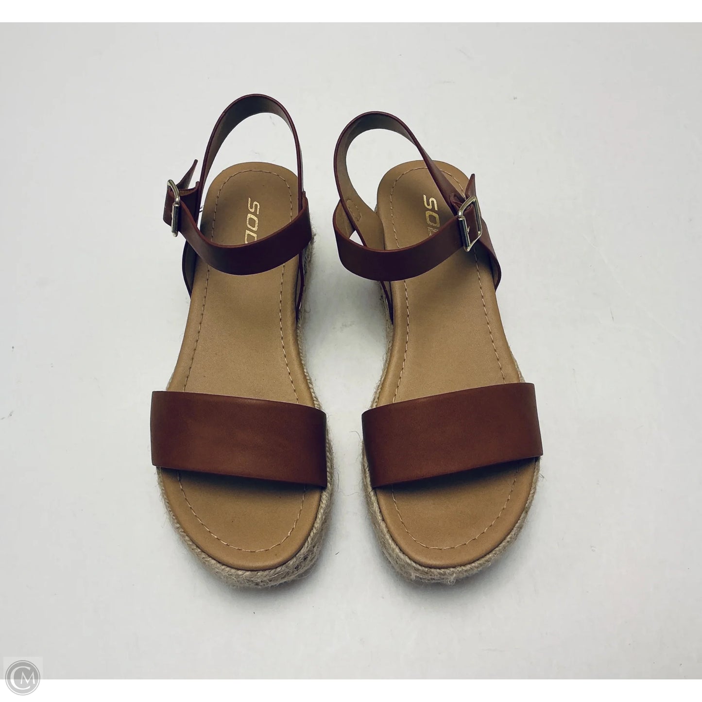 Sandals Heels Platform By Soda In Brown, Size: 7.5