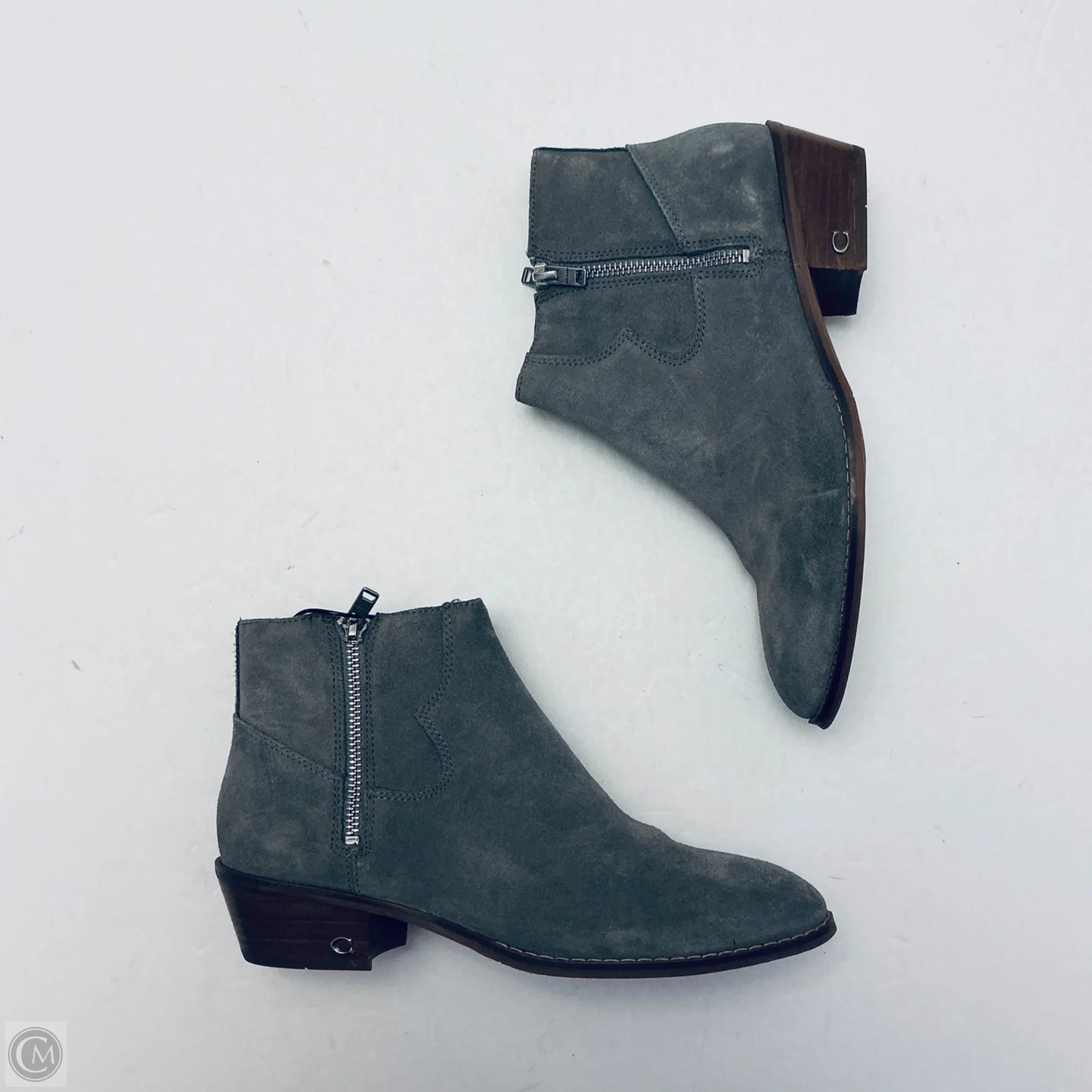Boots Designer By Coach In Grey, Size: 7.5