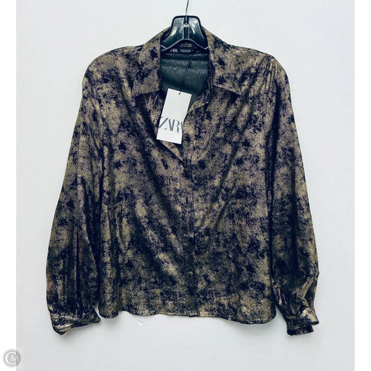 Top Long Sleeve By Zara In Gold, Size: S