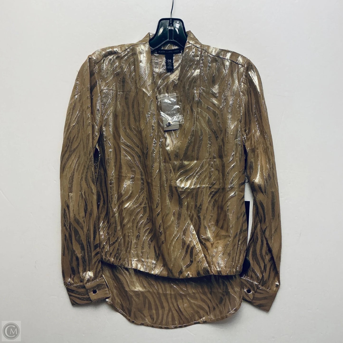 Top Long Sleeve By Black Label In Gold, Size: 0p