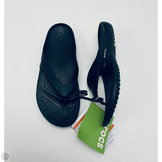 Sandals Flip Flops By Crocs In Black-colored, Size: 7