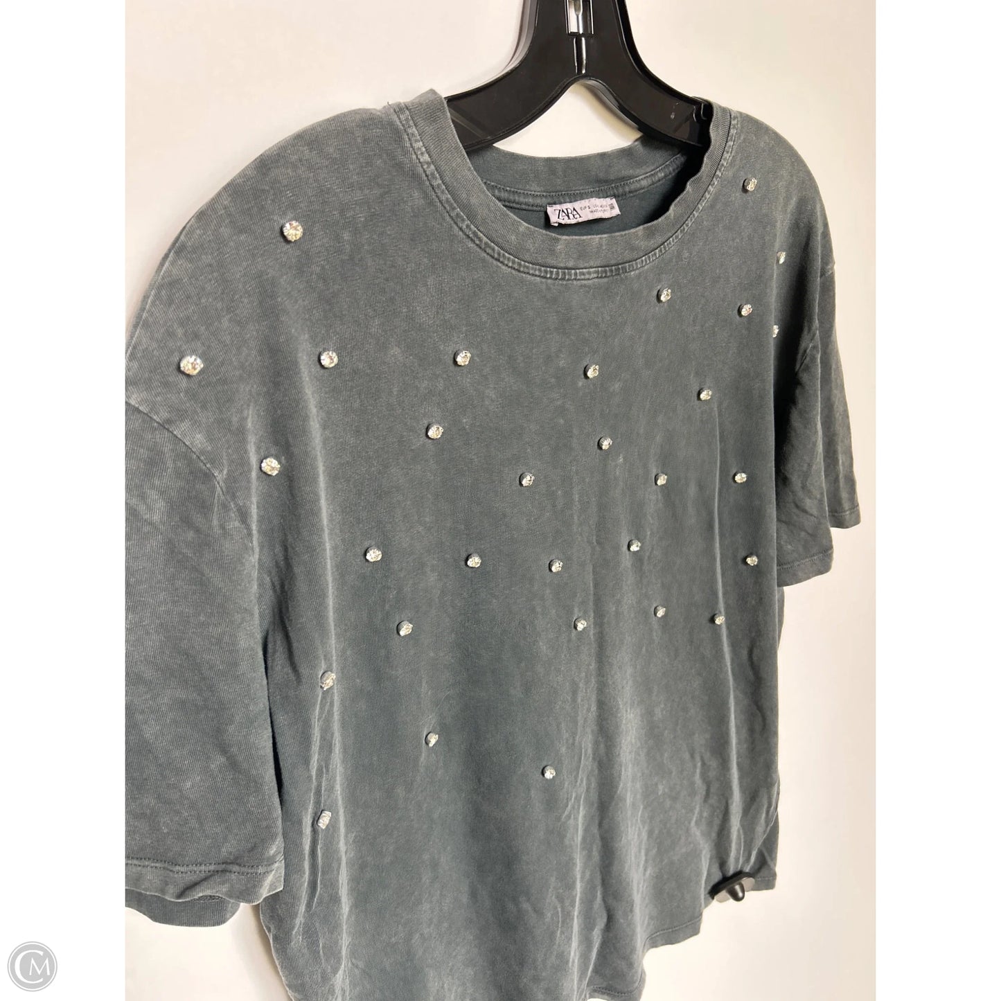 Top Short Sleeve Basic By Zara In Grey, Size: S