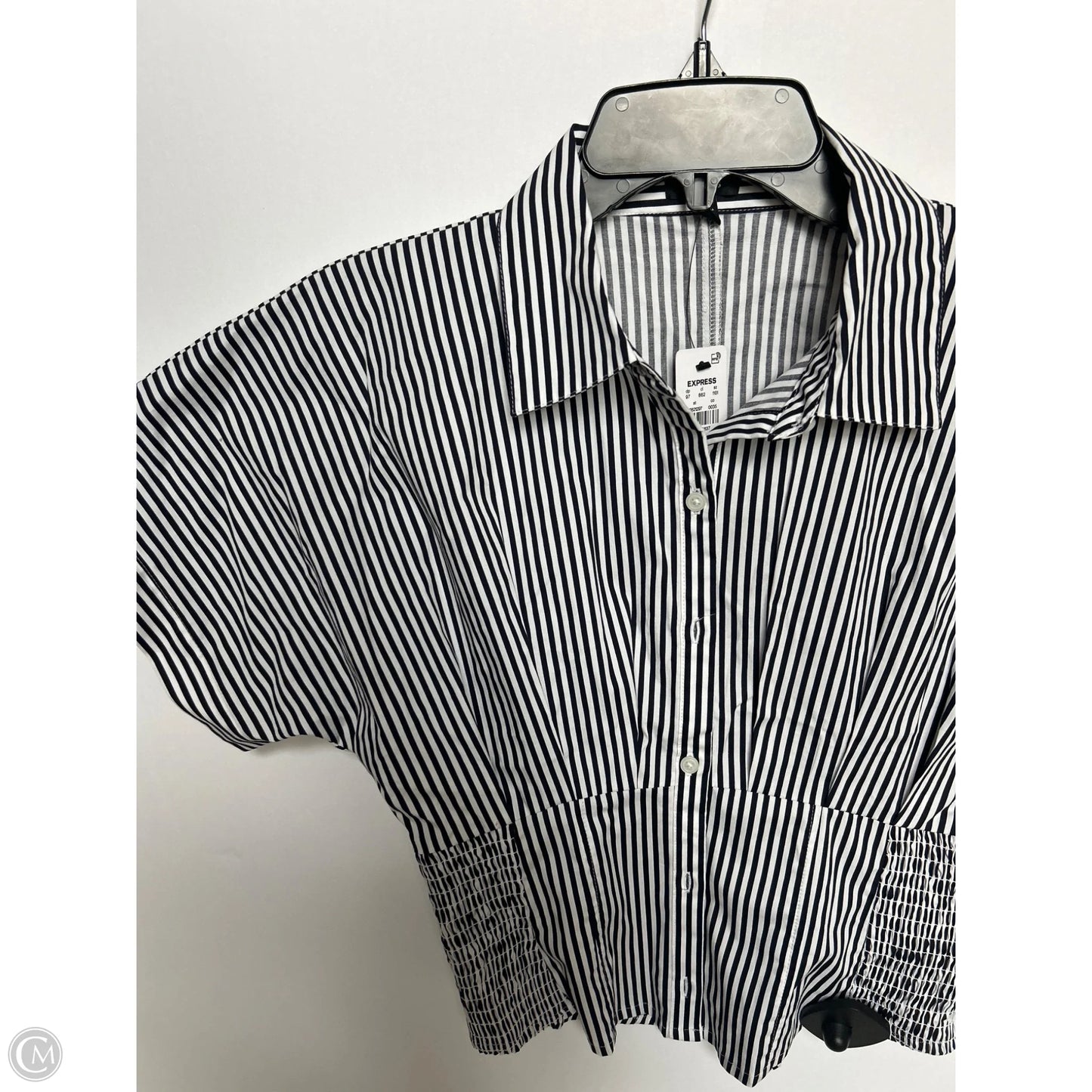Top Short Sleeve By Express In Striped Pattern, Size: Xs