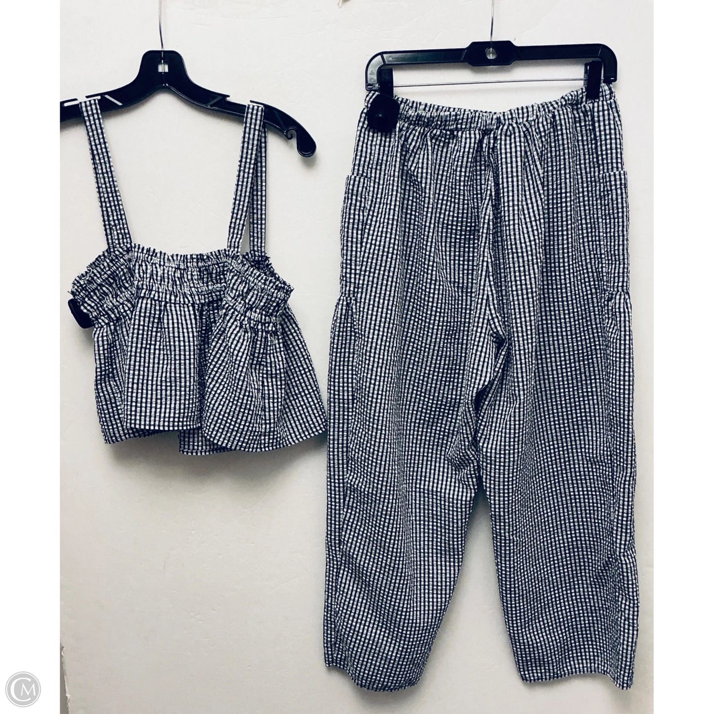 Pants Set 2pc By Bucketlist In Checkered Pattern, Size: M