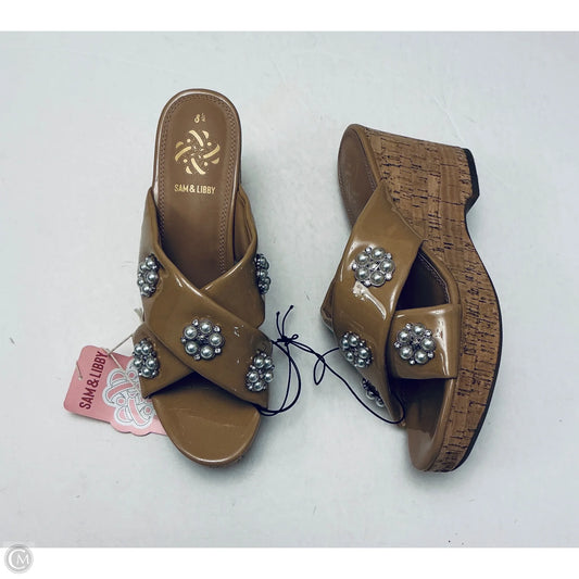 Sandals Heels Block By Sam And Libby In Tan, Size: 8.5