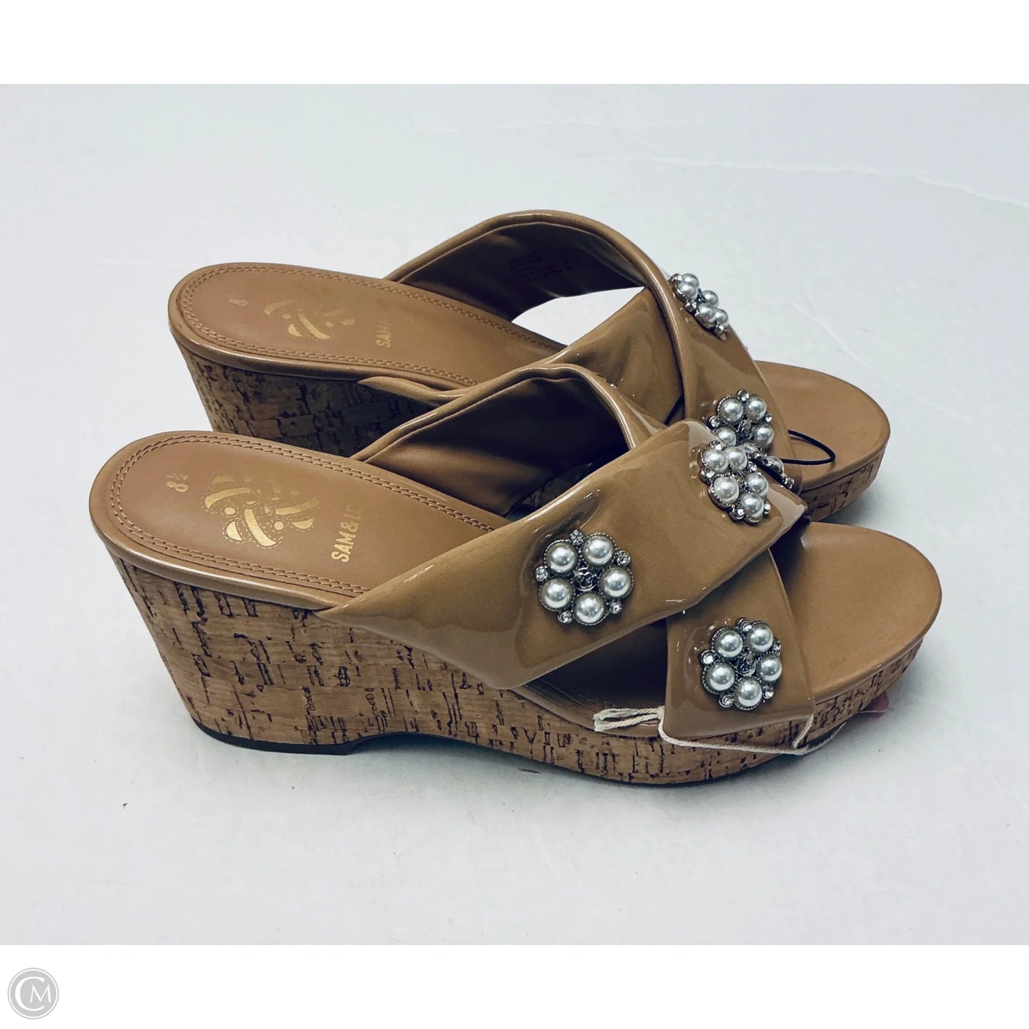 Sandals Heels Block By Sam And Libby In Tan, Size: 8.5