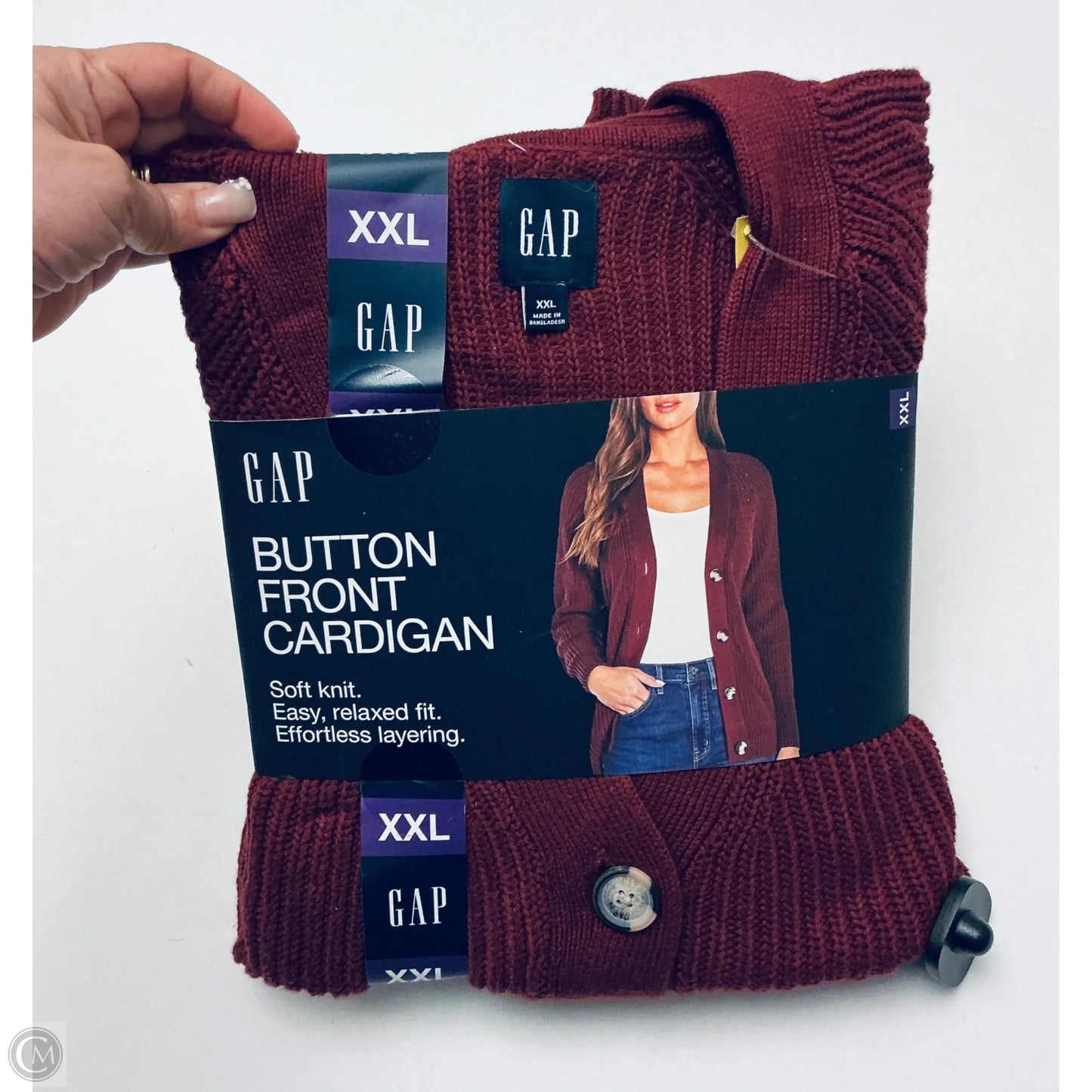 Sweater Cardigan By Gap In Maroon, Size: Xxl