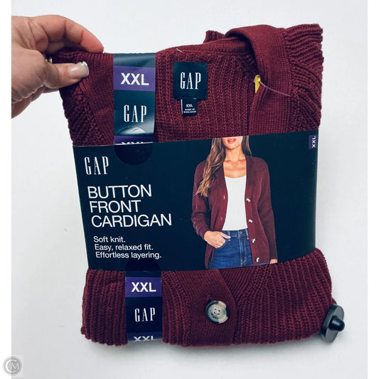 Sweater Cardigan By Gap In Maroon, Size: Xxl