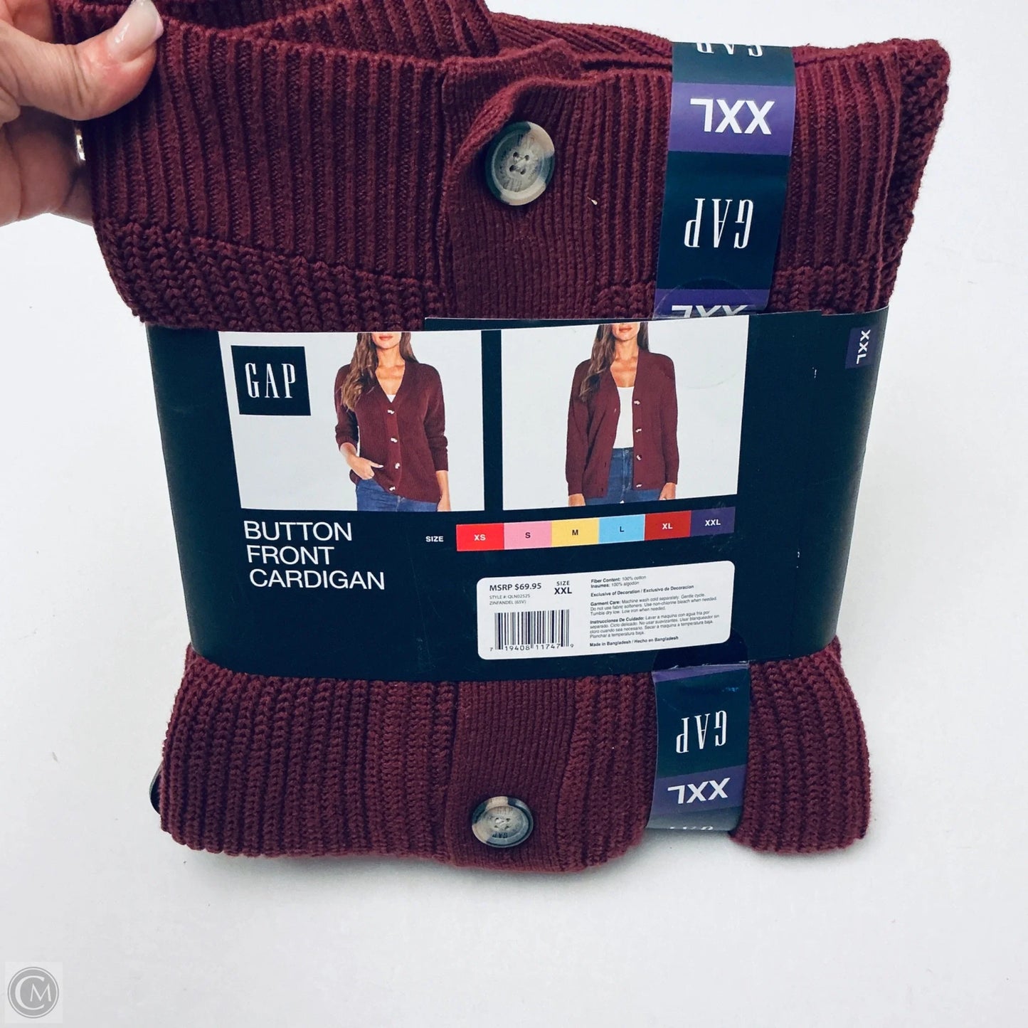 Sweater Cardigan By Gap In Maroon, Size: Xxl