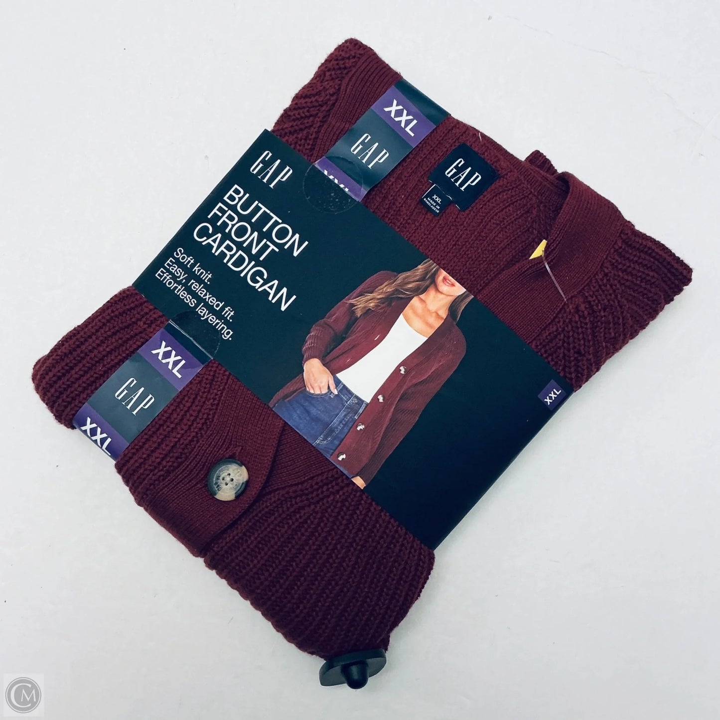 Sweater Cardigan By Gap In Maroon, Size: Xxl