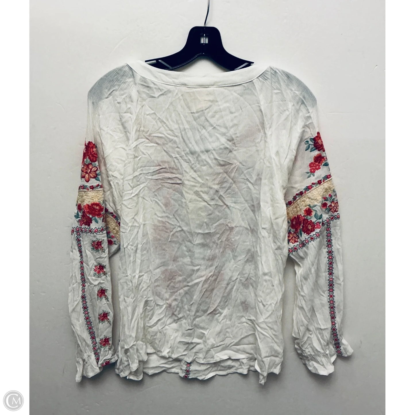Top Long Sleeve By Savanna Jane In White, Size: L