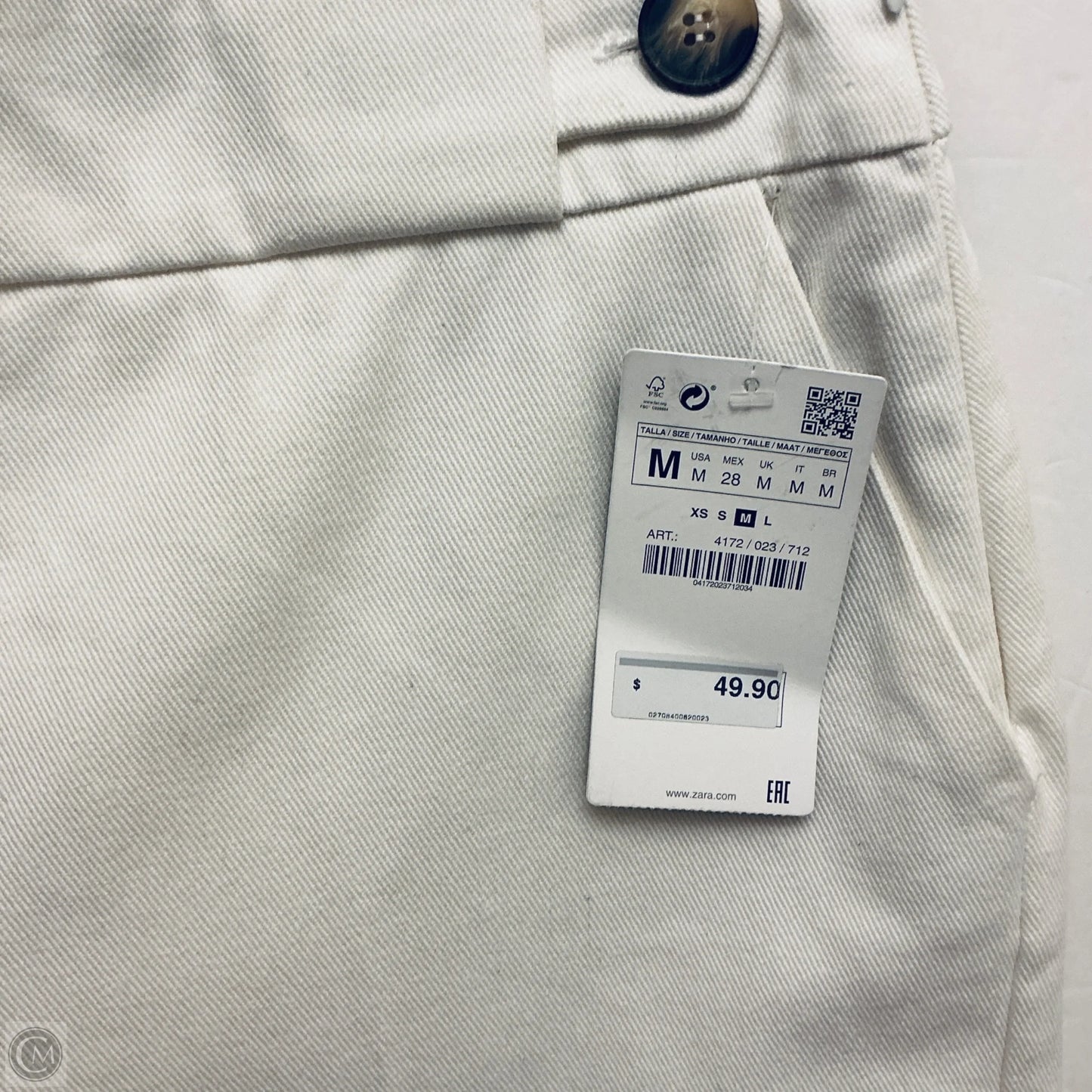 Pants Cropped By Zara In Cream, Size: M