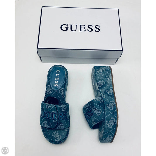 Sandals Heels Platform By Guess In Blue, Size: 9.5
