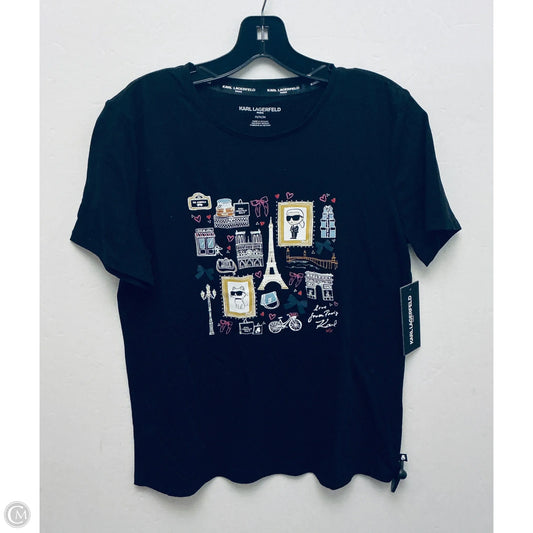 Top Short Sleeve Designer By Karl Lagerfeld In Black, Size: M