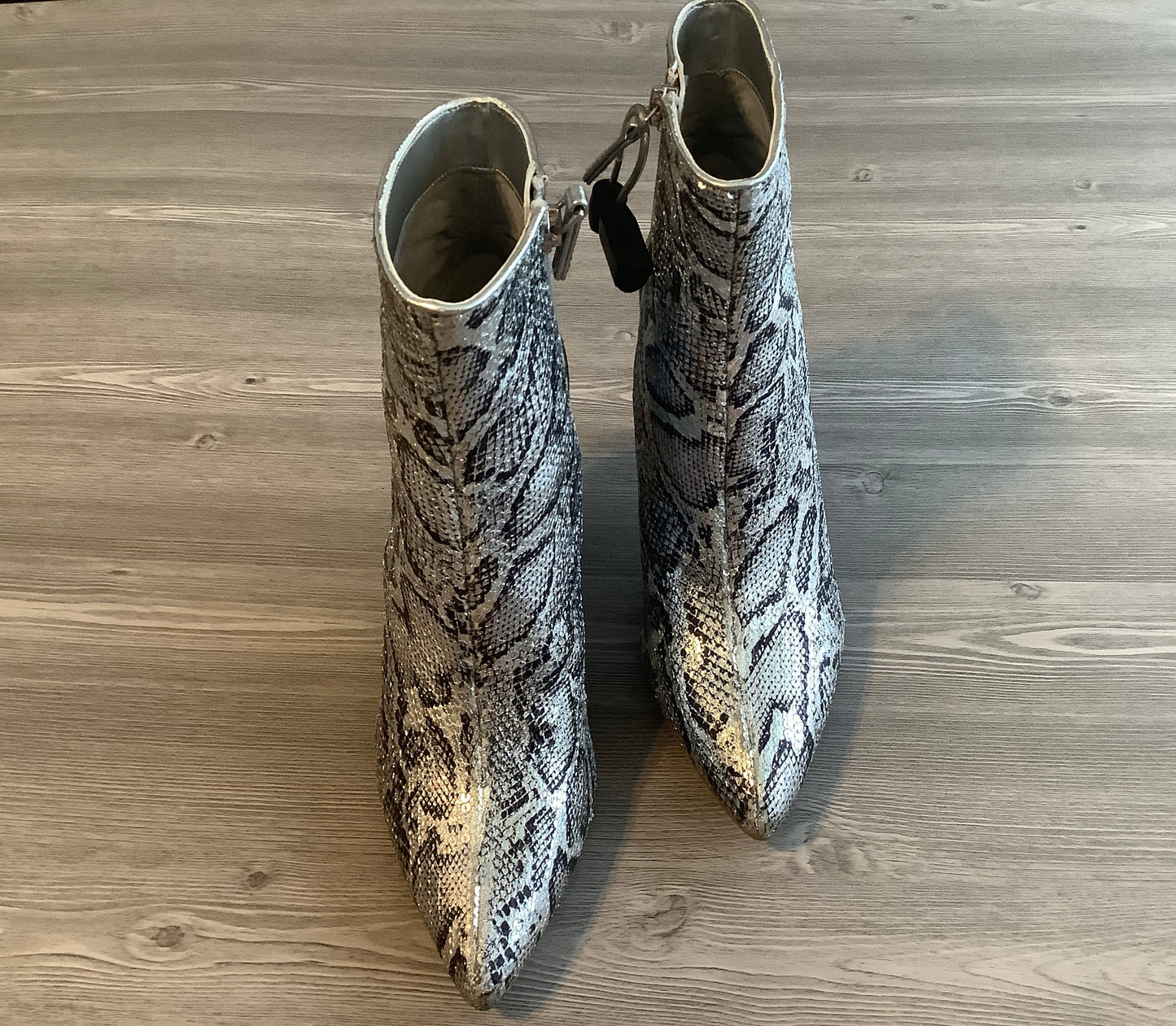 Snakeskin Print Boots Ankle Heels Bp, Size 7