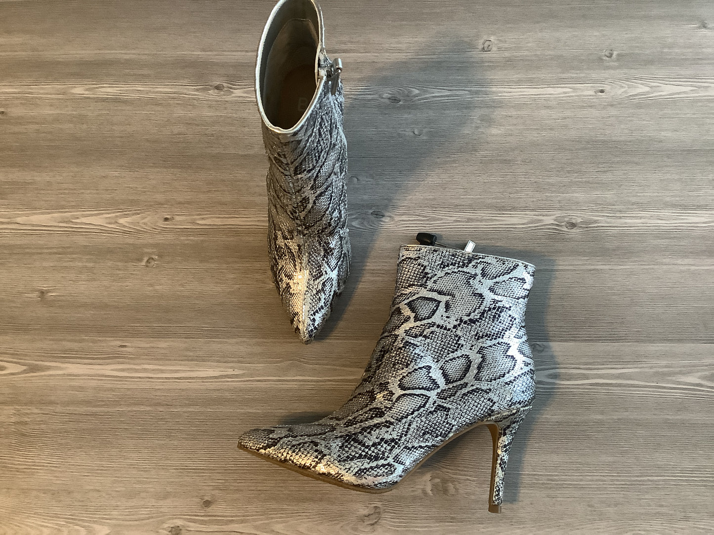 Snakeskin Print Boots Ankle Heels Bp, Size 7