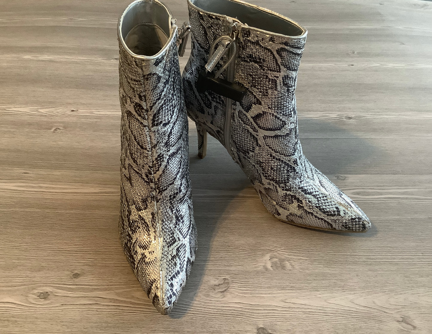 Snakeskin Print Boots Ankle Heels Bp, Size 7