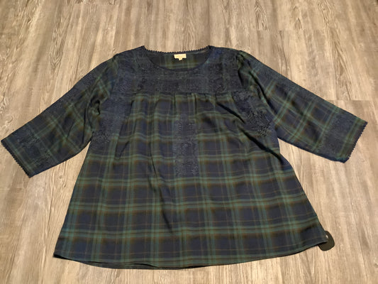 Top Long Sleeve By Clothes Mentor In Plaid Pattern, Size: 2x