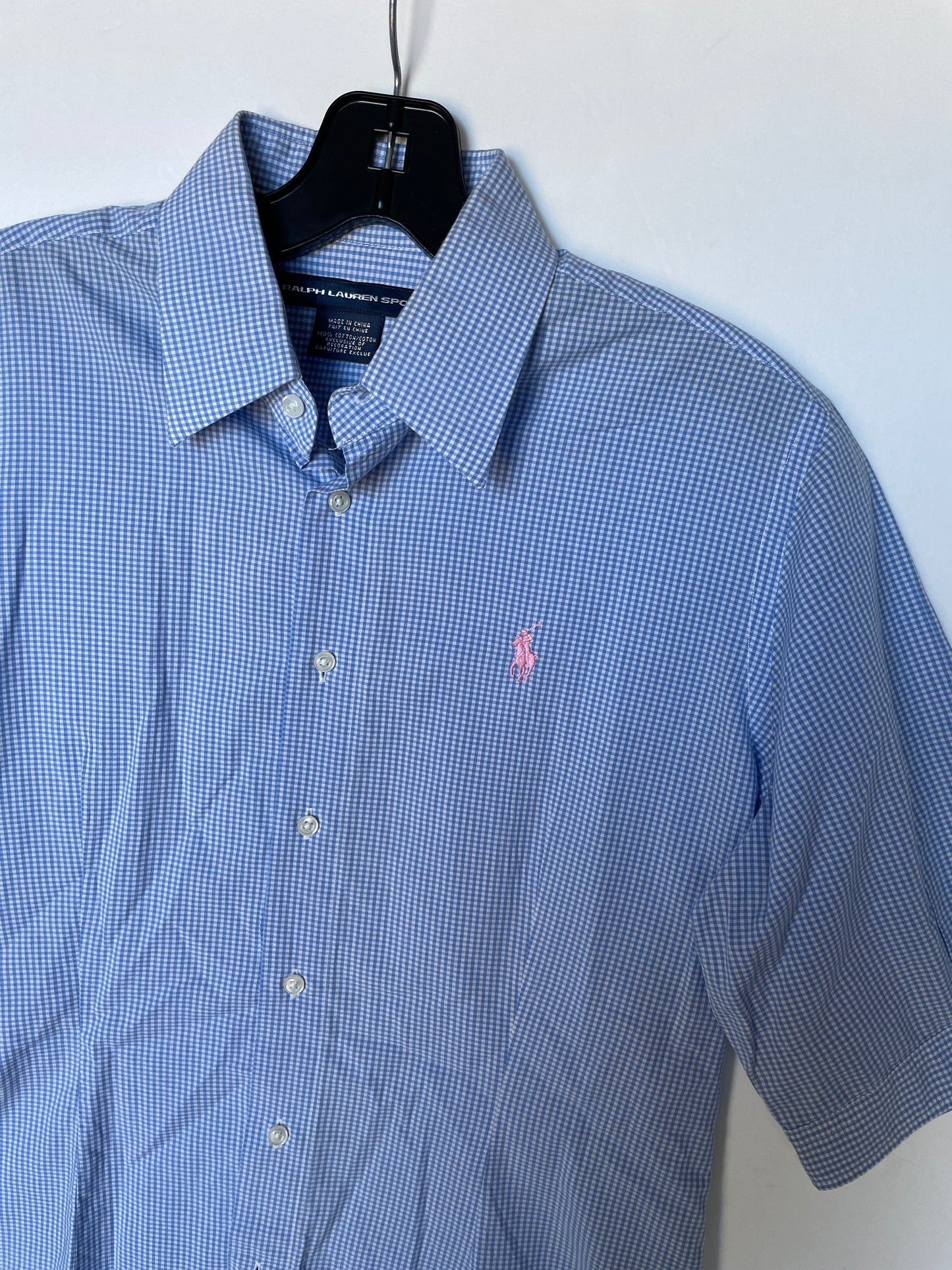 Top Short Sleeve By Ralph Lauren Blue Label In Plaid Pattern, Size: 10