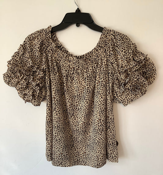 Top Short Sleeve By Oddi In Animal Print, Size: S