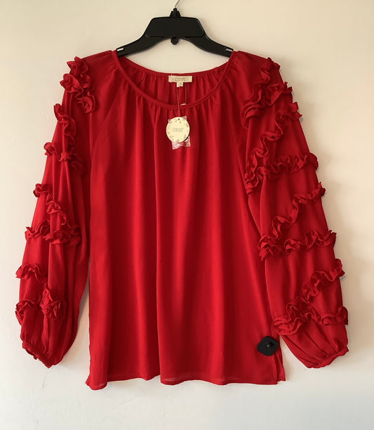 Top Long Sleeve By Oddi In Red, Size: M