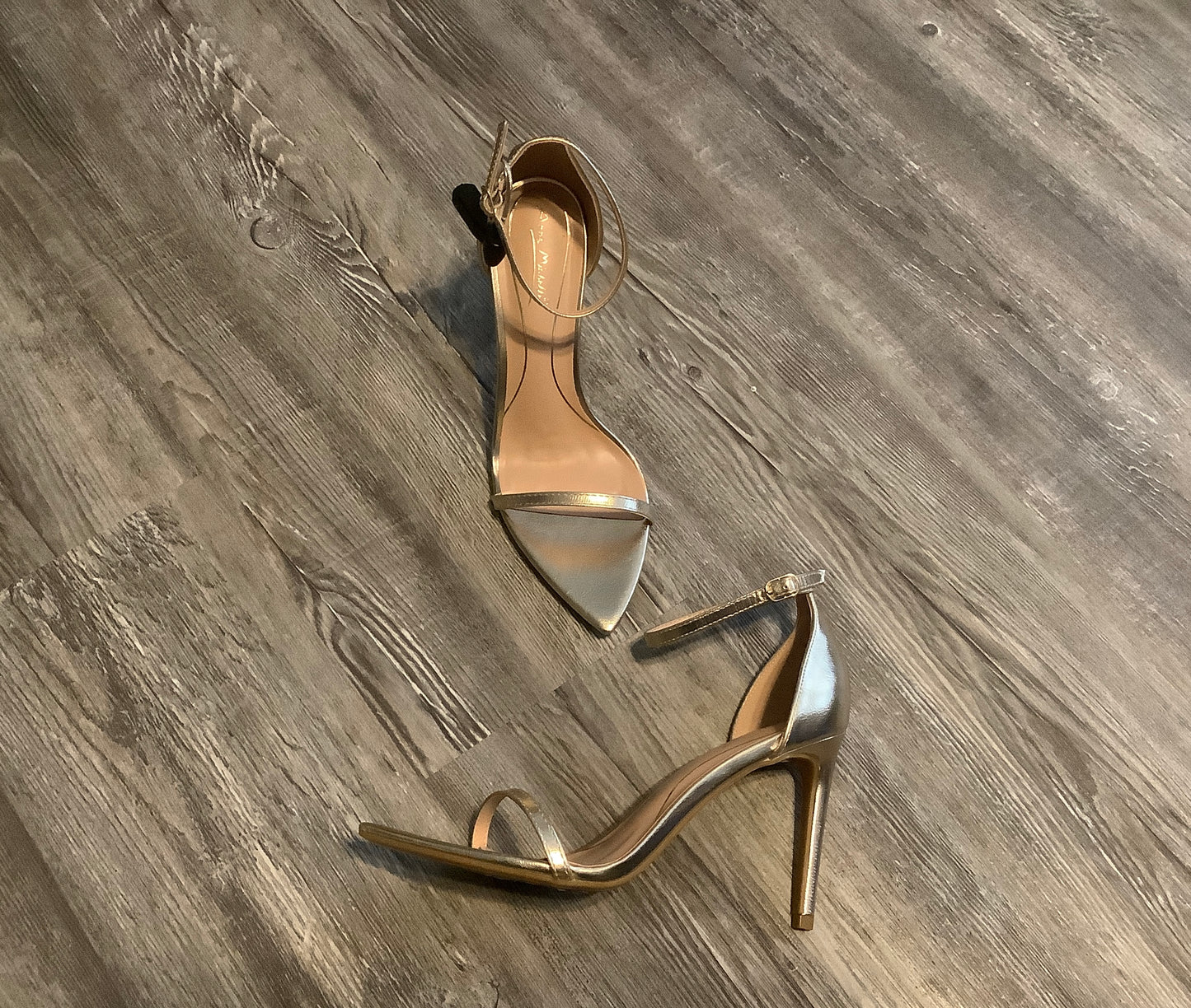 Gold Shoes Heels Stiletto Anne Michelle, Size 7.5