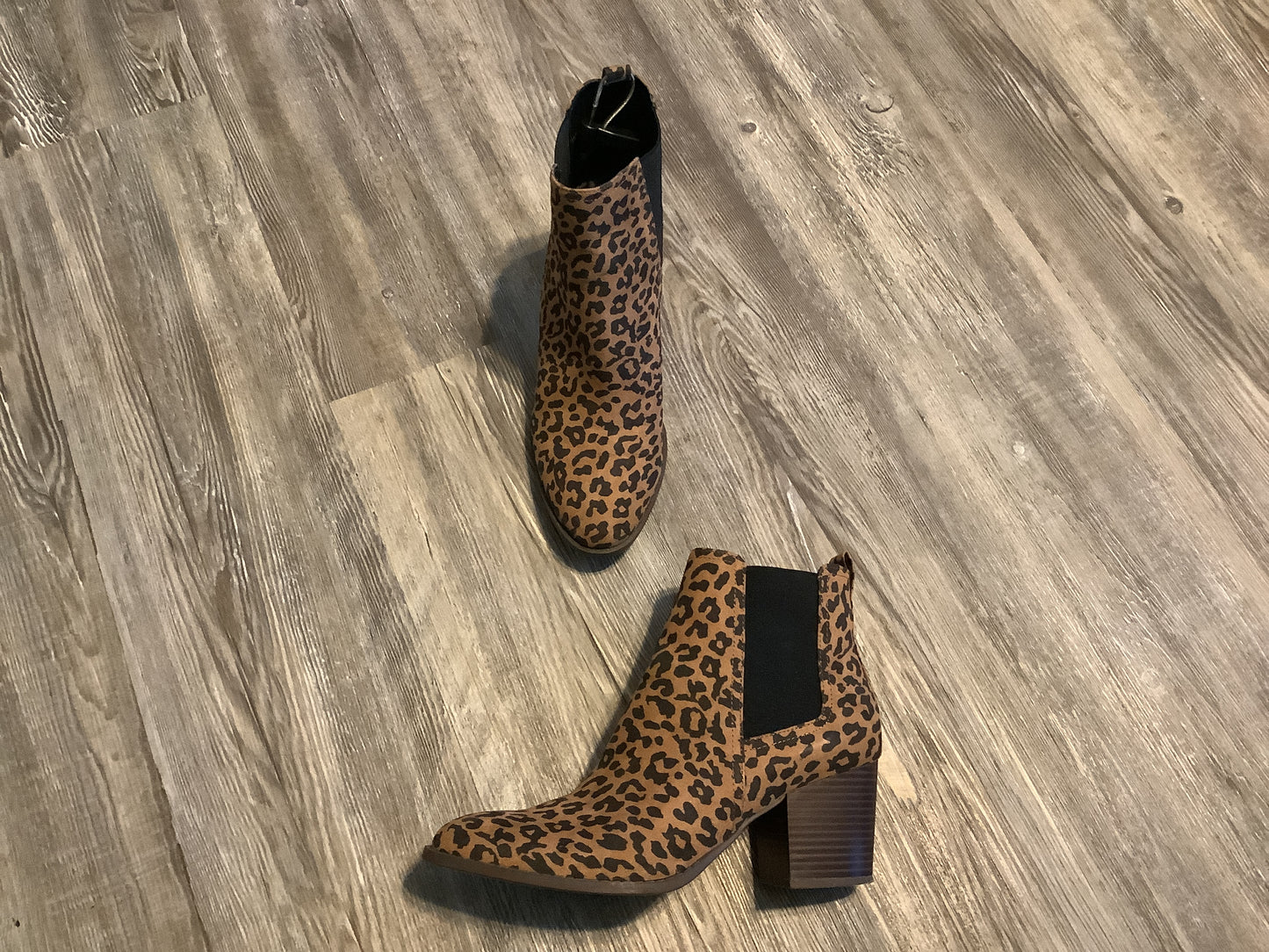 Boots Ankle Heels By Loft In Animal Print, Size: 10