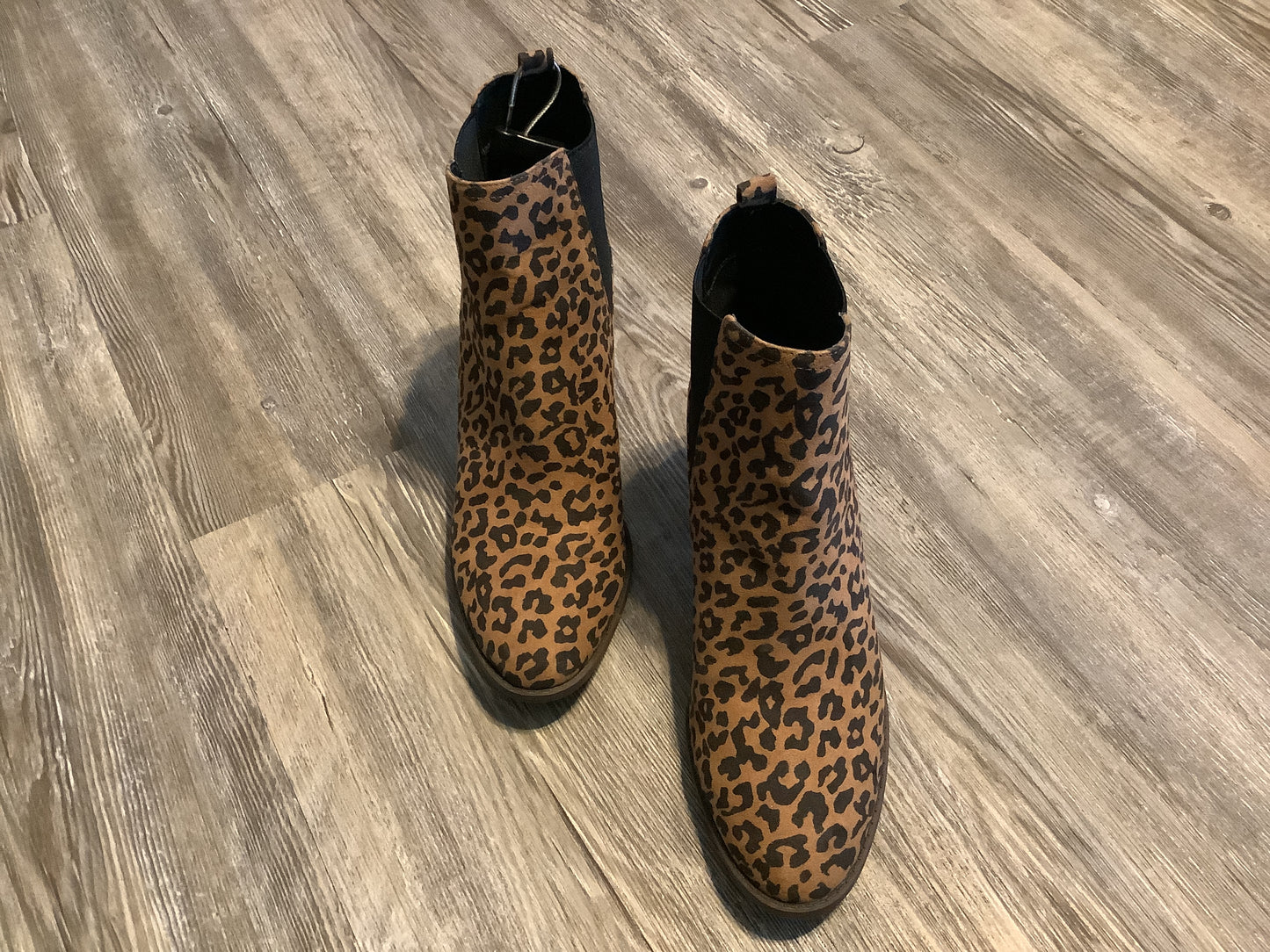 Boots Ankle Heels By Loft In Animal Print, Size: 10