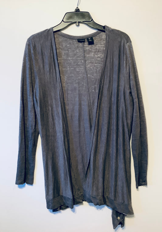 Cardigan By Tahari By Arthur Levine In Grey, Size: L